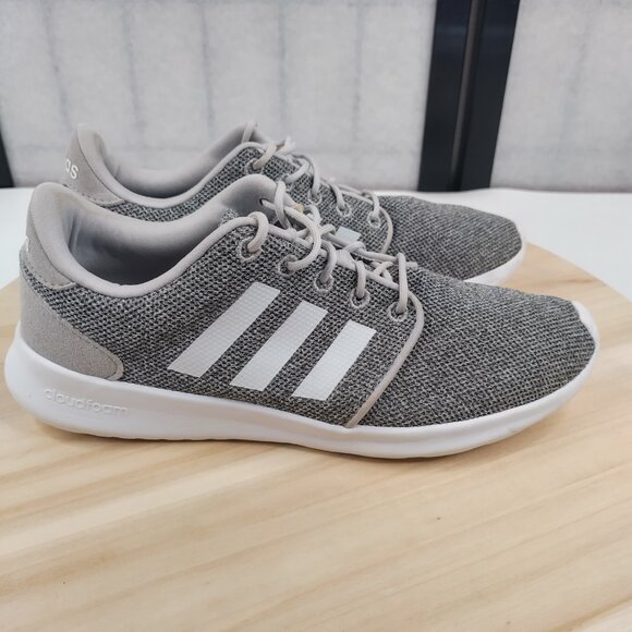 Adidas Cloudfoam Qt Racer Gray White Running Sneakers Women US 7 - Picture 2 of 14